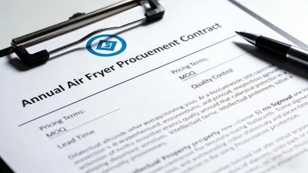 A signed contract for air fryer procurement