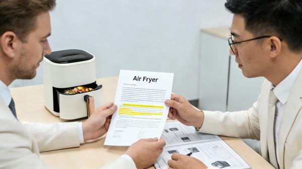 Two business professionals shaking hands after signing a contract with clear procurement terms.