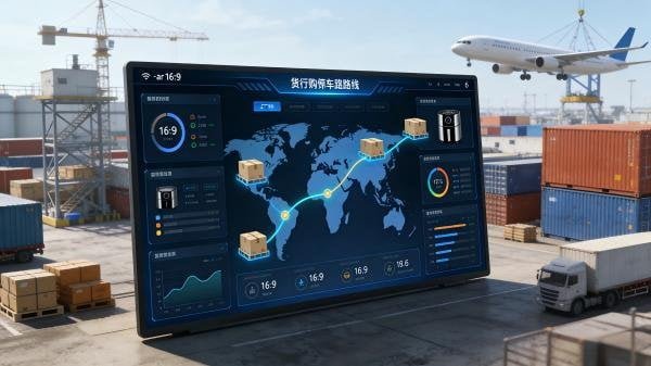 A digital dashboard showing a shipment's journey in real-time, from factory to final destination warehouse.