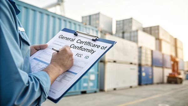 A customs officer reviewing import documents for a shipment of kitchen appliances.