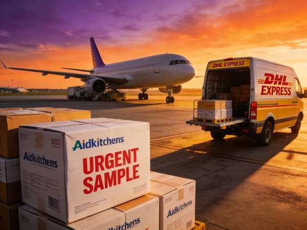 An organized workspace with labeled air fryer samples and a checklist on a clipboard