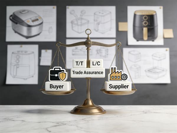An infographic illustrating the risk levels for buyer and supplier with different payment methods.