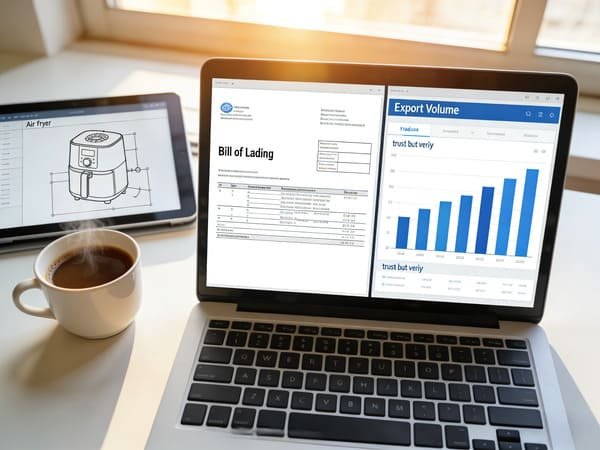 A person on a video call with a potential supplier discussing case studies.