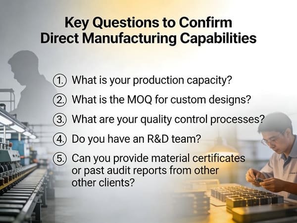 A buyer and a factory manager discussing technical specifications over an air fryer blueprint.