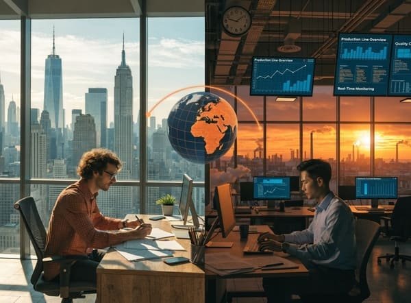 alt with keywords: A world clock showing different time zones for China and the US.