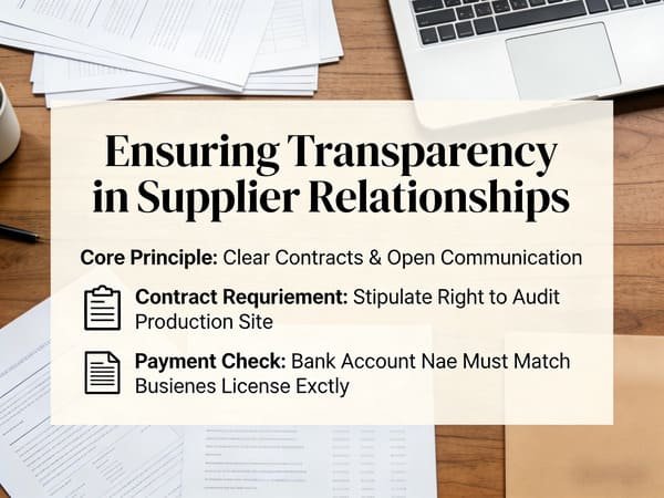 A signed contract and a business license side-by-side, ensuring transparency in the supplier relationship.