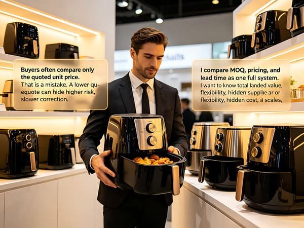 MOQ pricing lead time comparison, air fryer supplier cost analysis, factory vs trader quote