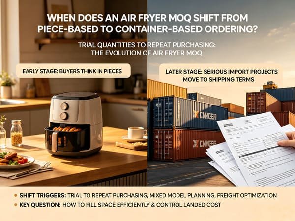 when air fryer MOQ shifts from piece based to container based