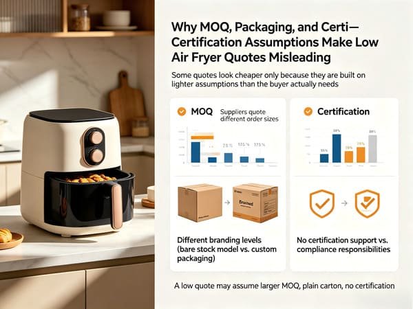 why MOQ packaging and certification assumptions make low air fryer quotes misleading