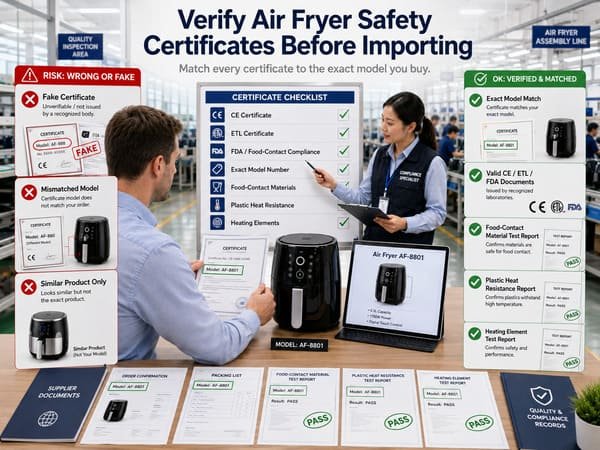 verify air fryer certificates from Chinese manufacturer