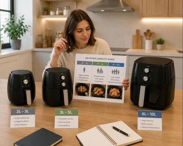 Air fryer capacity comparison for retail consumer segments