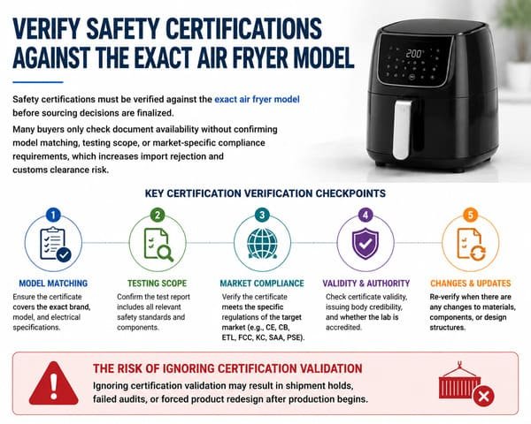 Air fryer certification and compliance documents review