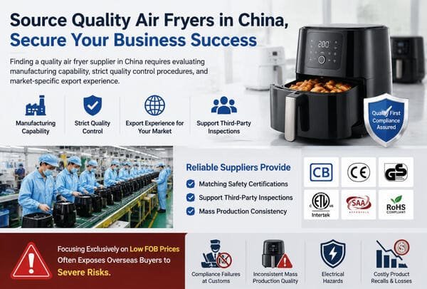 B2B buyer inspecting air fryer supplier factory in China