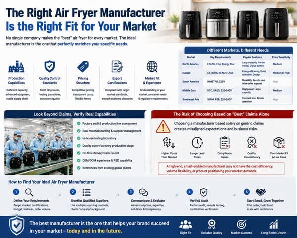Evaluating air fryer manufacturers based on market needs