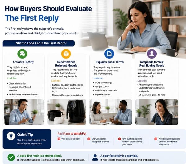 evaluating the first reply from an air fryer supplier in China