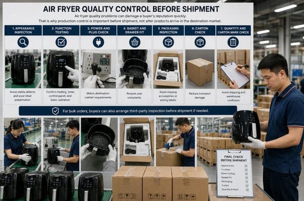 Air fryer quality control before shipment