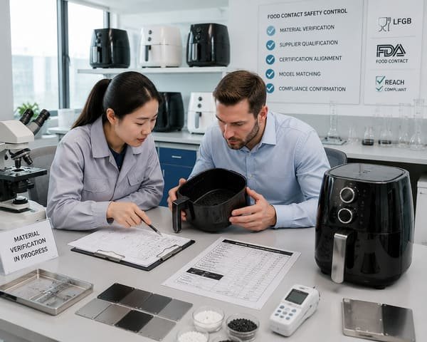 Air fryer food contact safety testing and pre-production compliance inspection