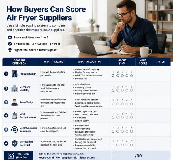 air fryer supplier scoring method for first-time import buyers