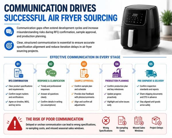 B2B communication between buyer and air fryer supplier