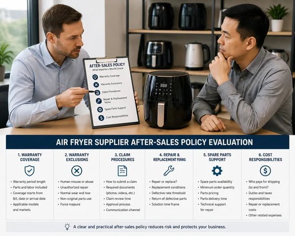 air fryer supplier after-sales policy evaluation checklist for importers