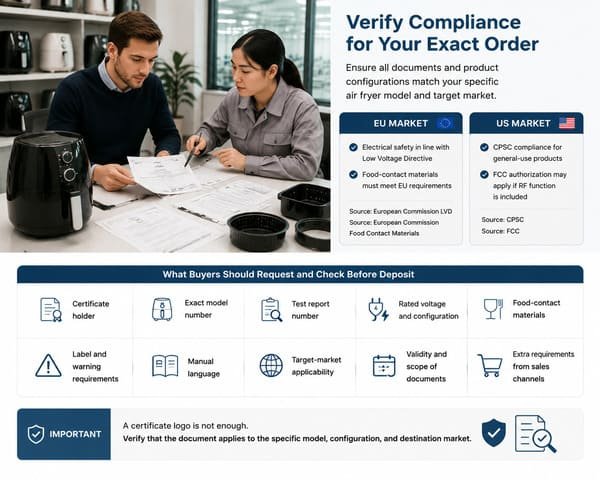 air fryer certification documents model scope verification