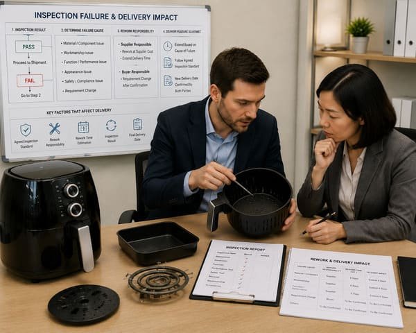 air fryer inspection report linked to rework and shipment deadline