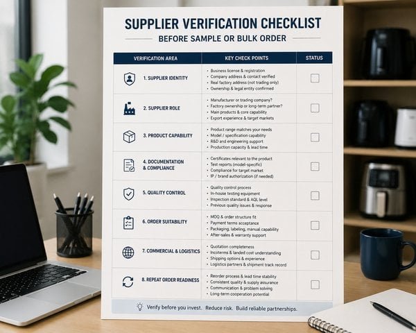 B2B buyer reviewing China appliance supplier verification checklist
before
cooperation